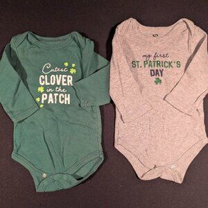 9 months St. Patrick's Day Bodysuits Onesies Set of 2 - Gender Neutral